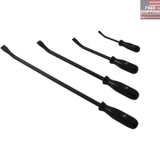Ergonomic 4-Piece Pry Bar Set, 8" to 24" - Heat Treated Steel & Comfort Grip