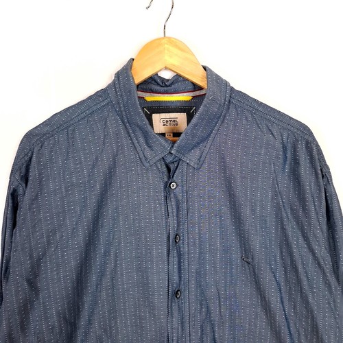 CAMEL ACTIVE Men's Shirt Size XXL (2XL) Regular Fit Blue Cotton Geometric Spread - Picture 3 of 9