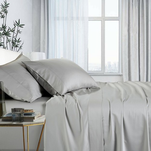 1000TC Bamboo Cotton Bed Sheet Sets Flat Fitted Sheets Pillow Cases Queen King - Picture 3 of 10