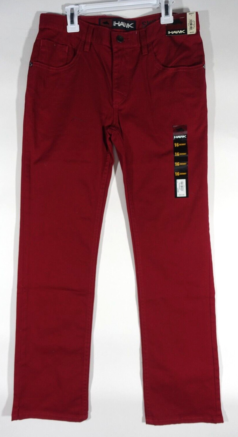 Tony Hawk Skinny Jeans Boys 16 Regular Biking Red Denim Jeans Cotton Spandex NWT