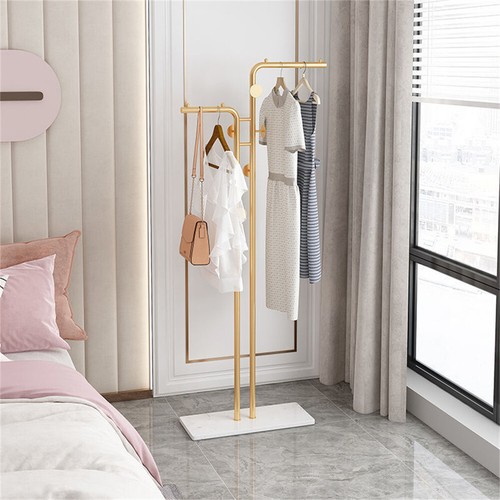 Heavy Duty Gold Coat Rack Stand Strong Marble Base Stand Clothes Rail Nighstand - Picture 3 of 12