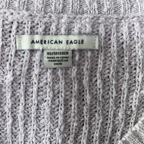 American Eagle Striped V-Neck Cropped Pullover Lilac/light Purple Sweater SizeXS - Picture 3 of 4