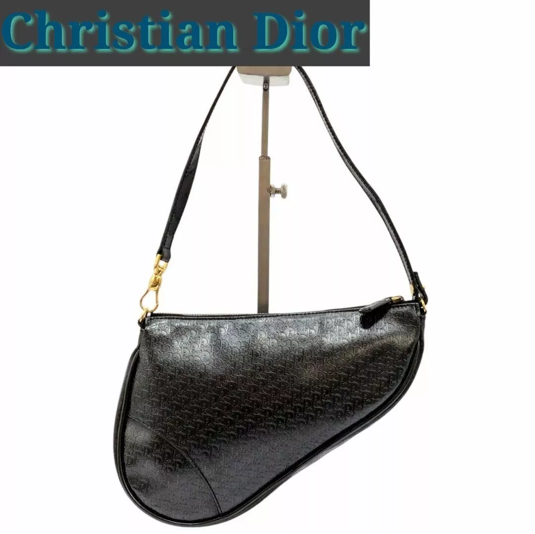 Sac à main selle CHRISTIAN DIOR logo trotteur estampillé cuir femme authentique