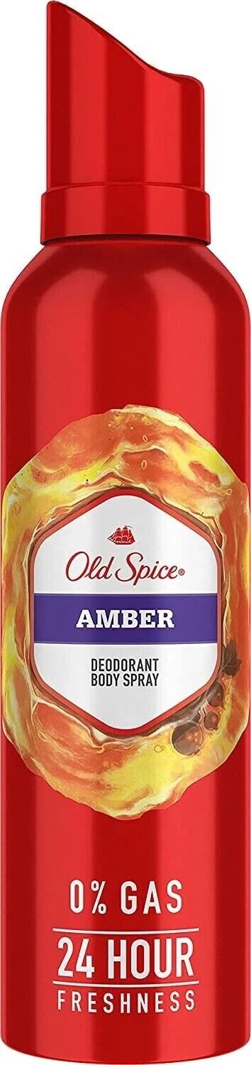 Old Spice AMBER Deodorant Body Spray For Men (140ml) FREE SHIPPING- #6 PACK