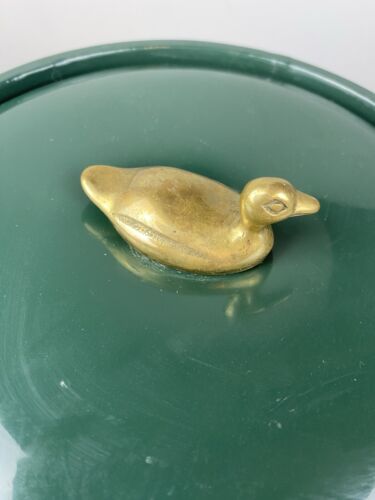 Cubo de hielo aislado vinilo vintage años 60 latón pato verde MCM barware - Imagen 2 de 5