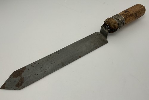 Vtg Beekeeper Uncapping Knife Primitive Chunky Wood Handle 10.5” Handmade Blade