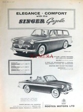 SINGER 'Gazelle' Estate & Convertible Motors Advert - Original 1958 Car Print