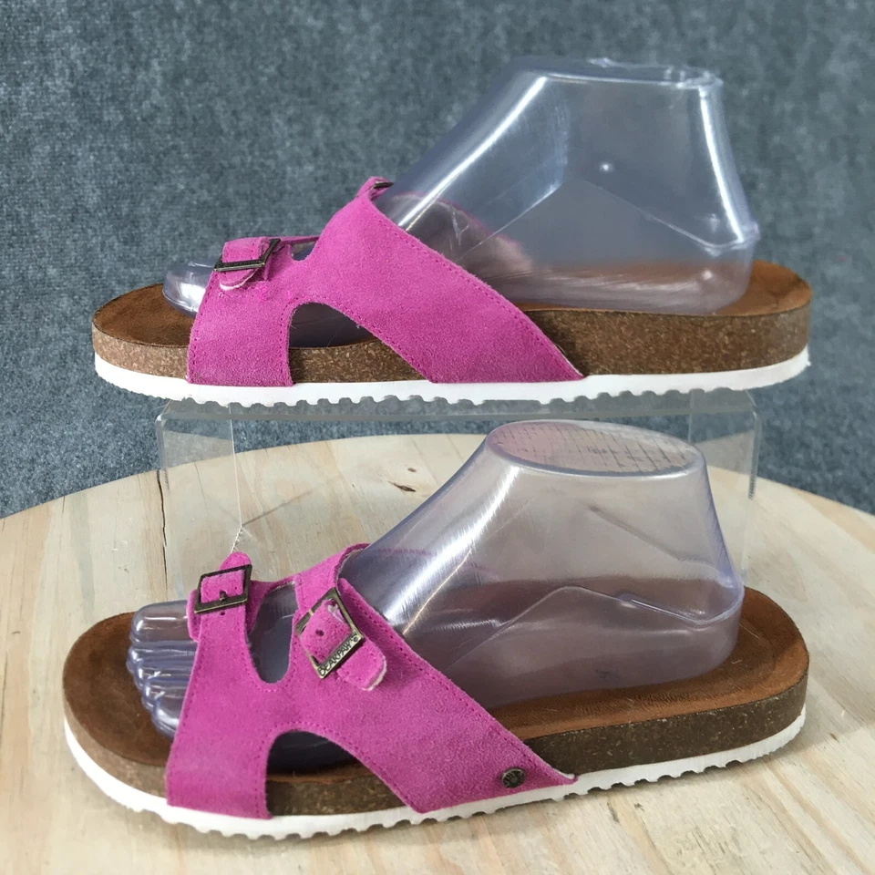 Bearpaw Sandals Womens 10 Jaycee Slip On Sides Pink Comfort Buckle Flats Sherpa Foto 2 de 4