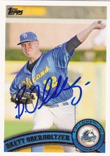 BRETT OBERHOLTZER MYRTLE BEACH PELICANS SIGNED DEBUT CARD ANGELS ASTROS PHILLIES