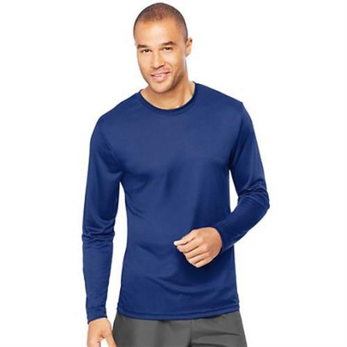 Hanes Sport Mens Cool DRI Performance Long Sleeve Tshirt (50+ UPF) Blue