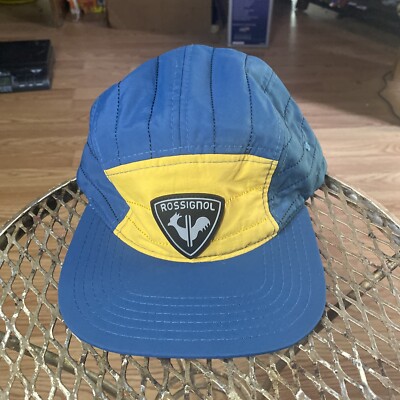 Rossignol Ski Blue And Yellow Panel Quilted Baseball Hat Cap