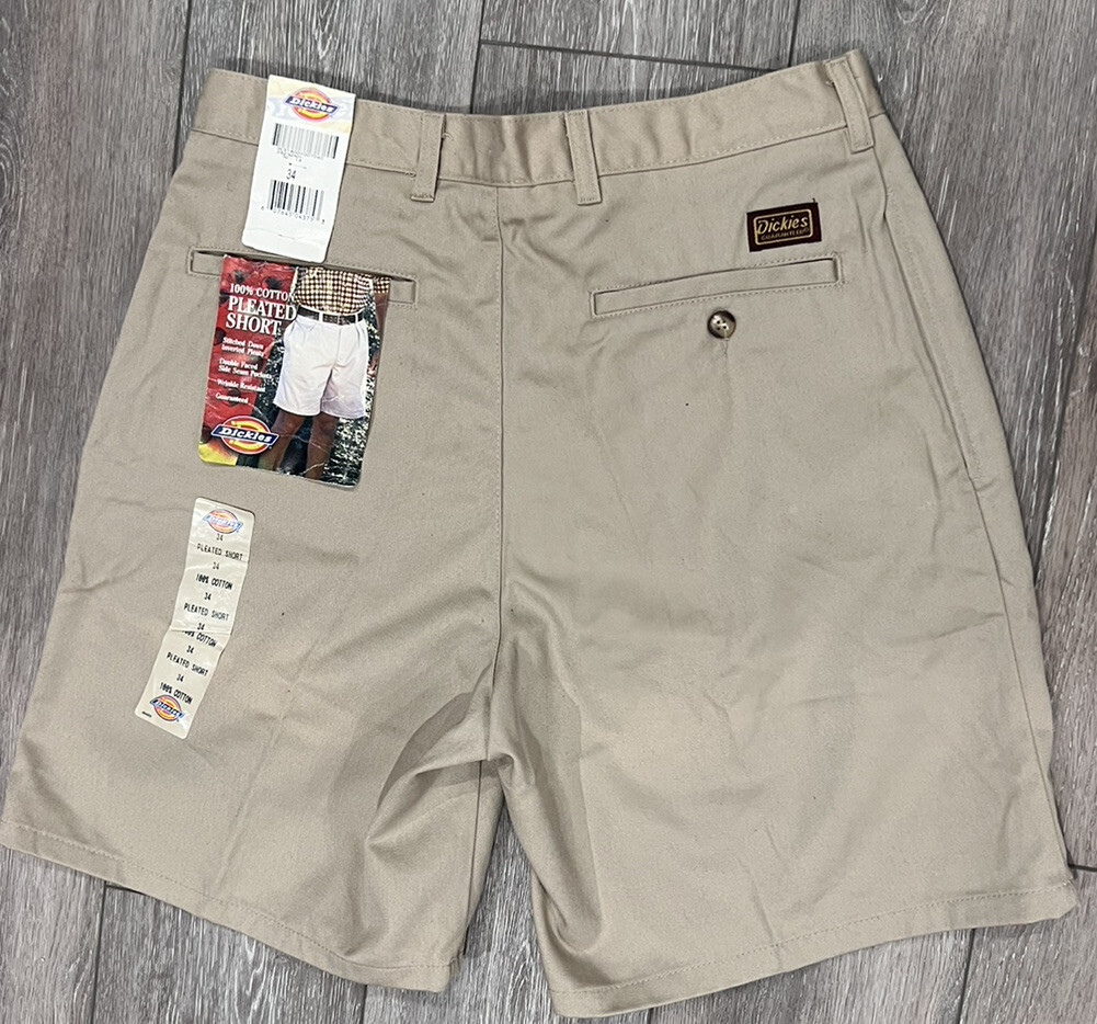 Vintage Dickies Men’s Pleated Khaki Shorts Size 34 New Old Stock