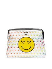 VICTORIAS SECRET PINK SMILEY BEAUTY POUCH COSMETIC BEAUTY TRAVEL BAG CASE NWT 