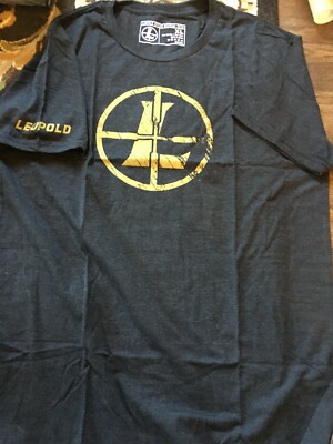 New  Leupold Reticle T-Shirt Charcoal Heather With Gold Logo - Med, Large