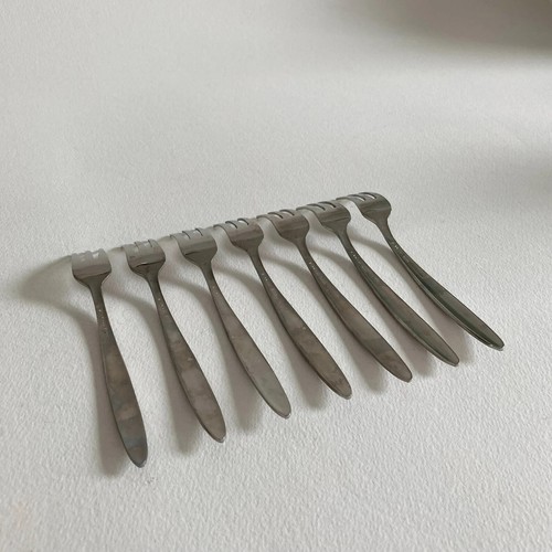 1960s, Set of 7, Vintage Mid Century Modern Small Cocktail Forks - Picture 7 of 10