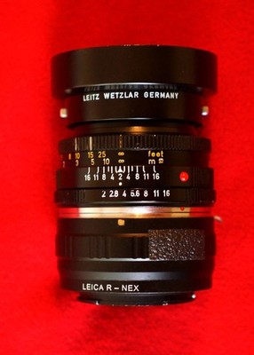 Leica  Summicron r lens ** MINT** With Leica to Sony E Mount Adapter