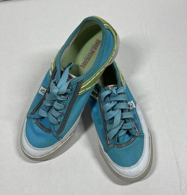 True Religion Women's Low Canvas Sneakers Size 8.5 Blue Lime And White Color.