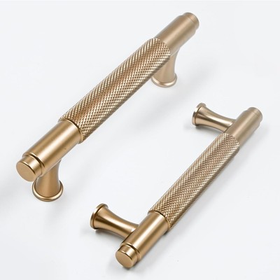 10 Pack 3.75 Inch (96mm) Hole Centers Champagne Bronze Knurled Cabinet Handles