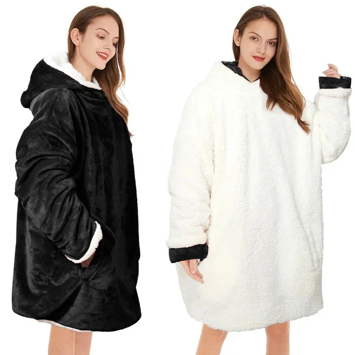 Hoodie Oversized Blanket Sherpa Fleece Extra Large Giant Hooded Sweatshirt Adult - Image 2 of 4