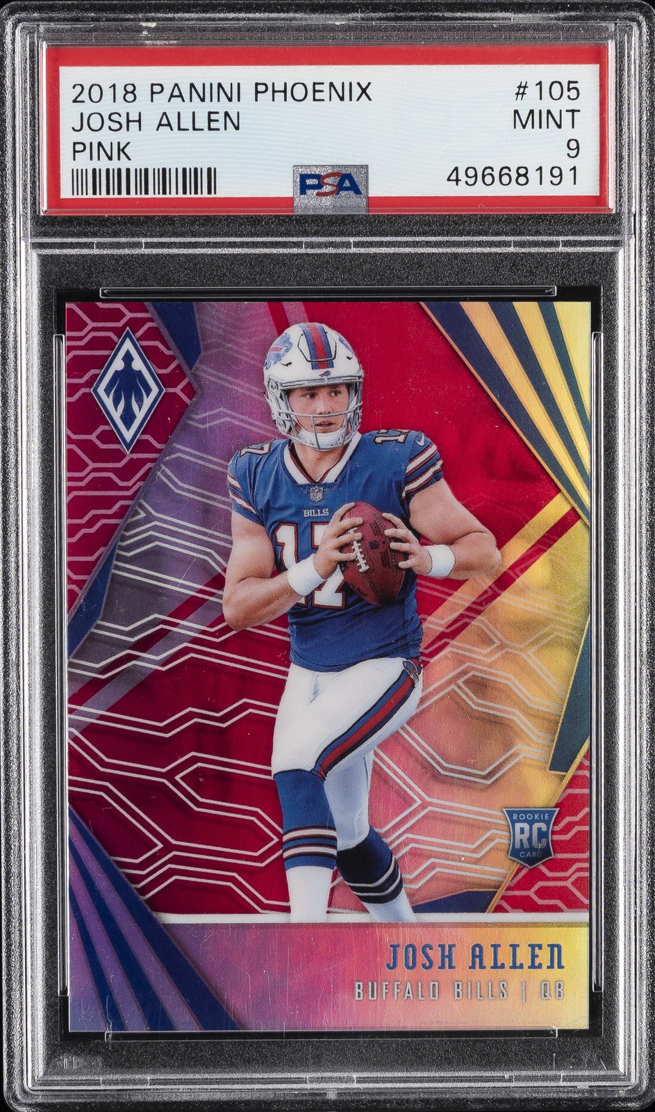 2018 PANINI PHOENIX PINK #105 JOSH ALLEN ROOKIE RC /199 PSA 9