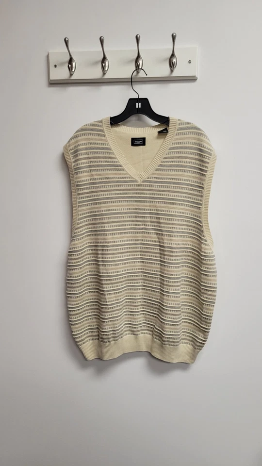 Haggar Big & Tall 男式 3 D 纹理编织奶油毛衣背心,尺寸 XXL (2XL) — 第 3/4 张图片