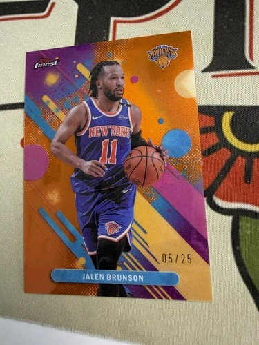 2025-2026 Topps Finest Jalen Brunson Orange Refractor /25 Knicks Borough Match