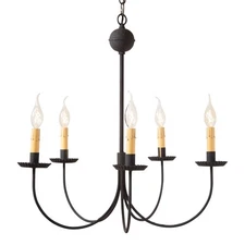 Large 5-Arm Primitive Chandelier in Textured Black