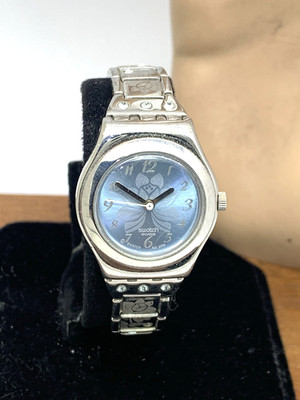 Swatch Women's Watch YSS22G Swiss Quartz Blue Dial Silver Stainless Steel 25mm