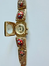 USSR Watch Ladies CHAIKA Чайка Floral Enamel Bracelet