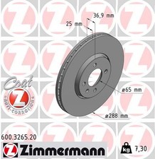 2x Bremsscheibe COAT Z ZIMMERMANN 600.3265.20 für VW UP 121 122 BL1 BL2 BL3 123