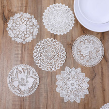 Lace Placemats Doilies Handmade Coasters 6PCS White Vintage Crochet Doilies