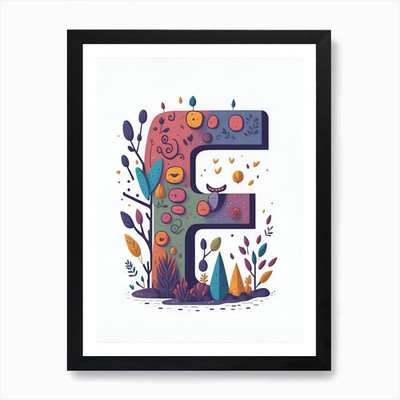 Bunter Buchstabe F Illustration 66 A gerahmtes Wandbild Poster Leinwanddruck Bild
