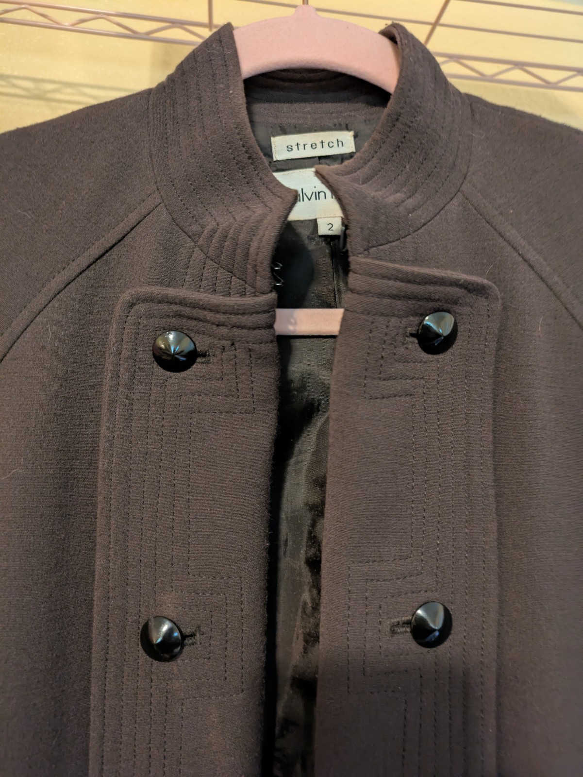 Rare Stylish Calvin Klein Chic Women's Brown Button Lined Jacket image 3