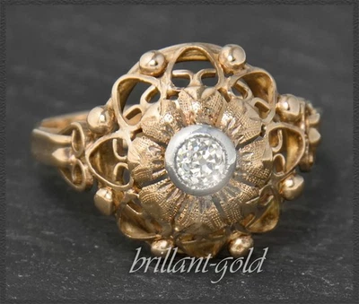 Diamant Ring mit 0,32ct Antik Kissenschliff Brillant, 585 Gold, Antik um 1890 - Bild 1 von 4