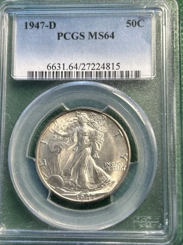 1947 D Walking Liberty Half Dollar PCGS MS64 FREE Shipping