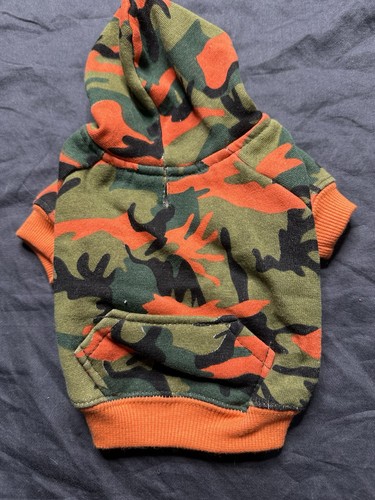 Orange Camo Dog Hoodie Size XS