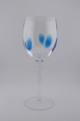 Replacement Stephen Kramer for Vietri Drop Blue dot wine glass hand blown Italy