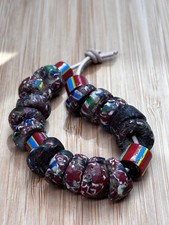 African Trade Beads Antique Venetian End of Day Yellow Red Matched