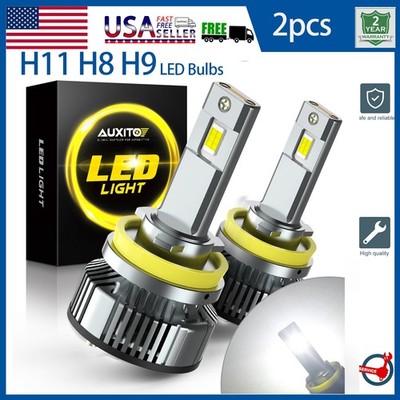 AUXITO H11 H9 H8 LED Headlight Bulbs Low Beam Super Bright 6000K White Fan Pair