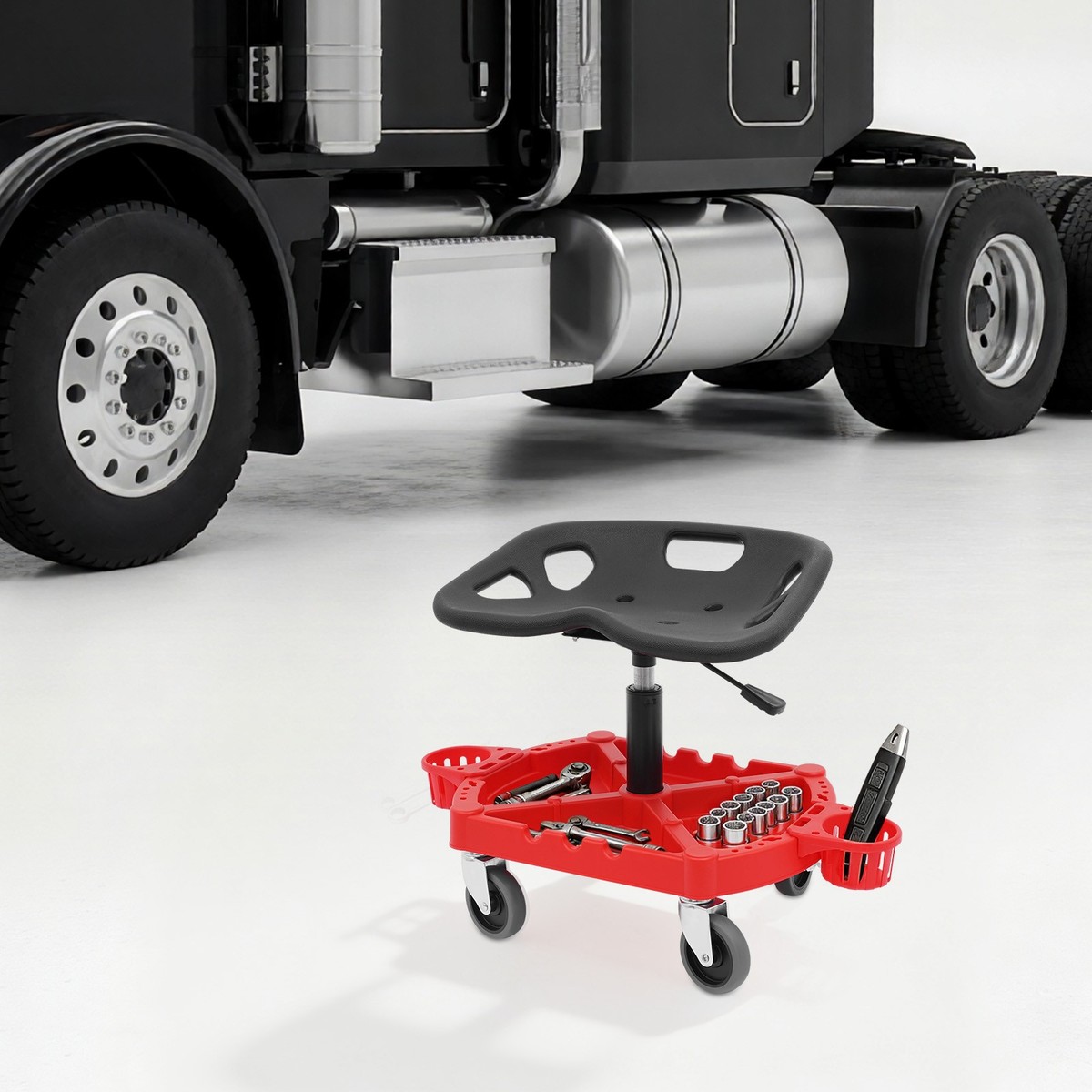 flos　スツール Rolling Shop Stool Mechanics Work Seat Adjustable Chair Roll