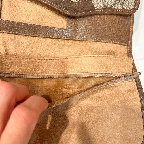 Vintage Gucci GG Logo Monogram Canvas Braun Leder Crossbody Handtasche Klein LESEN - Bild 24 von 24