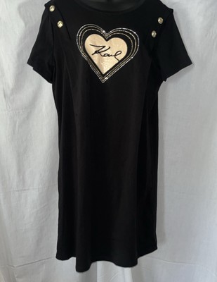 karl lagerfeld Heart Tshirt Dress Size Large New