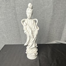 Ceramic Figurine White Glossy Asian Female Figure Marked 1426X Decorative Art