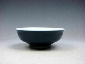 Monochrome Pure Dark Blue Glazed Porcelain Saucer Bowl #02202401