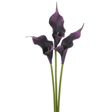 3-Pack Two-petaled Artificial Calla Lily Flowers 23 Inch for Home [Black Purple]