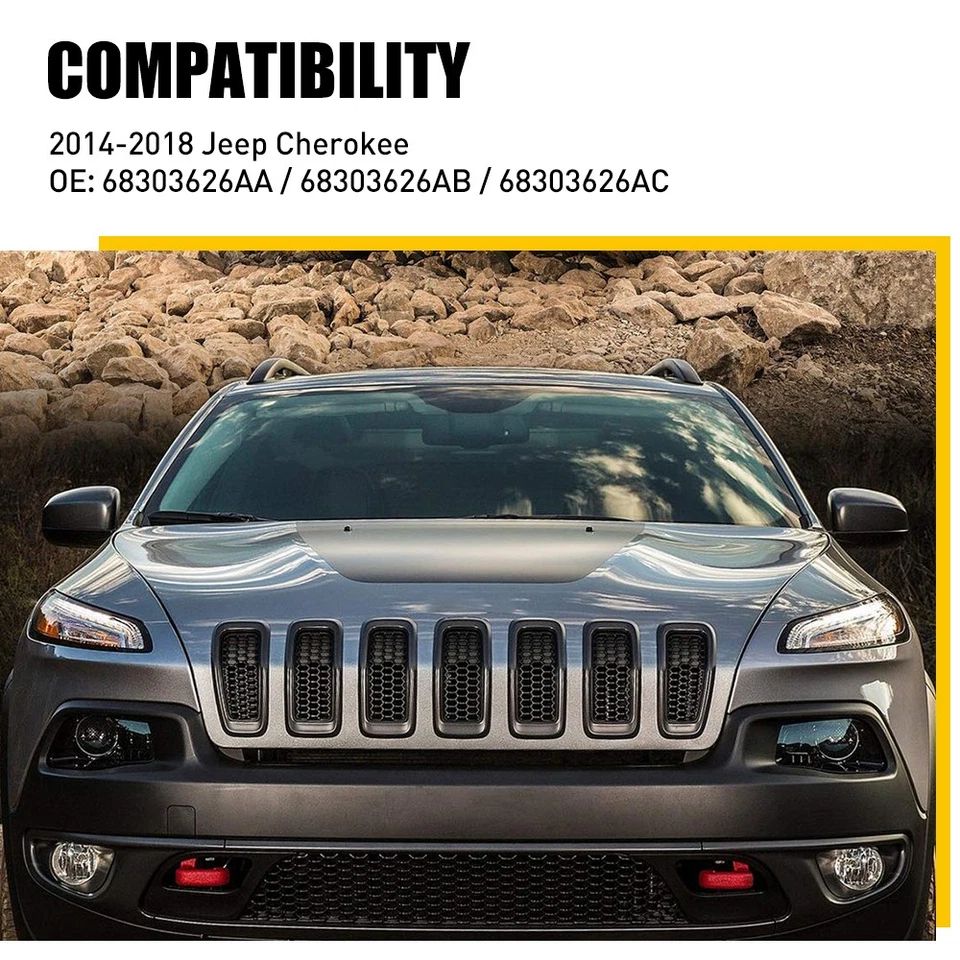 7X Black Front Bumper Honeycomb Mesh Grill Inserts for Jeep Cherokee 2014-2018 - Image 2 of 4