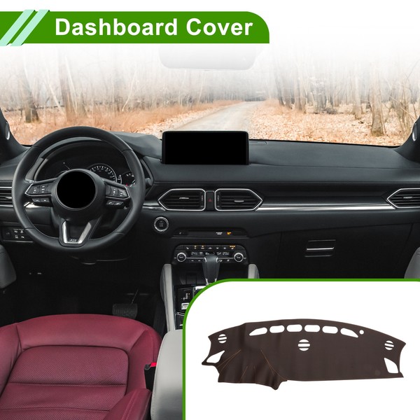 FüR Mazda CX-5 13-16 Armaturenbrett-Abdeckung Kunstleder Braun 1Stk-image