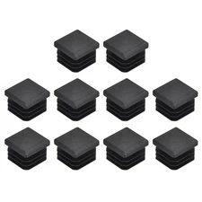 10Pcs 20mmx20mm(0.79inch) Plastic Tubing Plug Square Post End Caps Black
