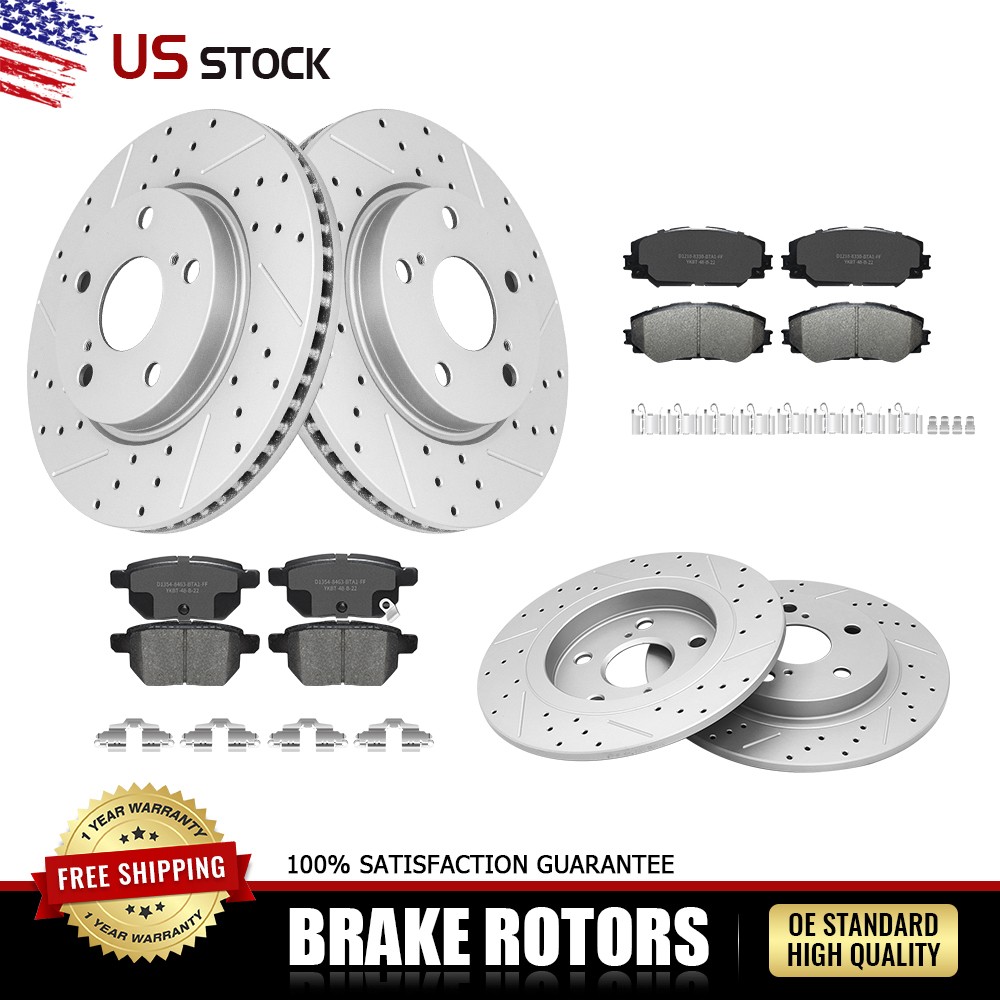Front & Rear Drilled Brake Rotors & Ceramic Pads Set for 2008 2009-2015 Scion xB
