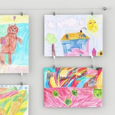 Art Display for Kids Artwork, 10ft Picture Hanging Wire Kit with 48 Clips,